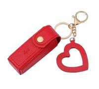 Colorful Lipstick Holder Keychain for Women - Lip Balm, Chapstick & Lip Gloss Holder - Leather Case - Clip On - Trendy Tote Bag - Red