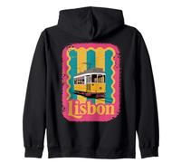 Colorful Lisbon, Fun Retro Tram and Portuguese Streetcar Zip Hoodie