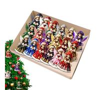 Colorful Little Angels Ornament- 2D Flat Wooden Pendant Decor, 18 Pieces 2D Flat Festive | For Holiday Window Wall Door Christmas Tree Party Vehicle