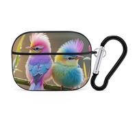 Colorful Little Bird AirPod Pro Case, Anti Scratch Hard PC Cover with Keychain, AirPod Pro 2nd/1st Case Accessories for Women Men, Black-Style