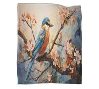Colorful Little Bird Blanket 3D Printed Flower Branch Bedding Throw Plush Gifts Soft Cozy Lightweight Fluffy for Holiday Bed Couch for Boys Girls All Season Couch Sofa 50x60inch(127x152cm)