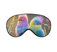 Colorful Little Bird Sleep Mask for Women Men, Soft Eye Mask with Adjustable Strap for Sleeping, Light Blocking Travel Blindfold for Nap Comfortable Eye Cover for Home Office