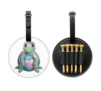 Colorful little turtle Black Printed golf tee storage bag - portable design, easy to organize tee