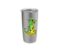 Colorful Lizard Clutching Pizza Stainless Steel Insulated Tumbler