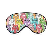 Colorful Llama Alpaca Sleeping Mask with Adjustable Strap Soft Eye Cover Blackout Blindfold for Travel Relax Nap