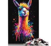 Colorful Llama Portrait Puzzle for Adults And Teenagers 500 Pieces Wooden Puzzle Jigsaws for Adults Puzzle Gifts 500pcs (52x38cm)