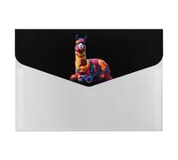 Colorful Llama Printed Expanding File Organizer with 6 Pockets Portable Receipt Organizer for Home Office