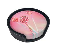 Colorful lollipop 6-Piece Coaster Set for Home Decor and Desktop Protection, Suitable for Various Cups and Coffee Mugs.