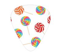 Colorful Lollipop Pattern Guitar Pick 12 Packs Guitar Plectrums Best Musical Gift Including 0.46mm/0.71mm/0.96mm