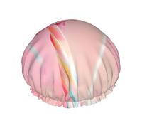 Colorful lollipop Printed shower cap, reusable, specially designed for women's long hair, double-layer structure, suitable for bathing.