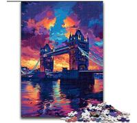 Colorful London Tower Bridge Adult Jigsaws 1000 Pieces Difficult, Toys Educational Games Stress Relieving Unique Birthday And Gifts (26x38cm)