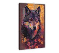 Colorful Lone Wolf Canvas Poster Wall Art Decor Print Picture Paintings for Living Room Bedroom Decoration 20x30inch(50x75cm)