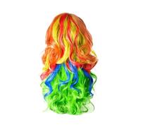 Colorful long curly hair wigs full head coverings pink gold white red and blue wools curls large wavy false(16)