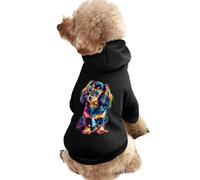 Colorful Long Haired Dachshund Dog Novelty Dog Hoodie Funny Winter Dogs Sweatshirt Cat Puppy Hooded Clothes M
