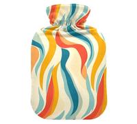 Colorful Long Wavy Patterns Cute hot Water Bottle with Soft Cover, 2L hot compresses for The Body for Neck Shoulder Warmer,Neck Shoulder Warmer,Bolsa para agua Caliente para Dolor