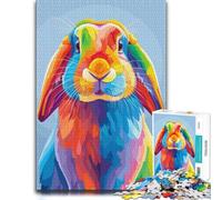 Colorful Lop-Eared Rabbit Portrait Jigsaw Puzzle for Adults, 1000 Pieces | Adult Jigsaw Puzzle: Christmas gift for puzzle lovers, tabletop activity for adults.