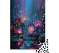 Colorful Lotus 70x50cm/1000pcs Erwachsenenpuzzle - Light Rising in The Pond Erwachsenenpuzzle DIY-Puzzlespielzeug