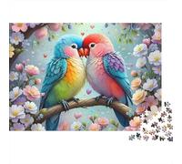 Colorful Love Birds 1000 Piece Puzzles Beautiful View Lovebirds on Branch Decoration Puzzle Educational Game for Men And Women Challenging Jigsaw Jigsaw Puzzles for Adults 52x38cm/1000pcs