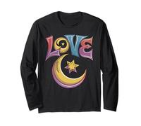 Colorful Love Crescent Star Islamic Pride Design Long Sleeve T-Shirt