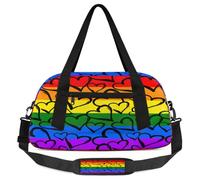 Colorful Love Heart Kids Overnight Duffle Bags for Girls Boys, Rainbow Stripe Lightweight Sports Gym Bag for Kids,Small Overnight Weekender Carry on Travel Bags Dance Bag, Colorful Love Heart, 18.5L x