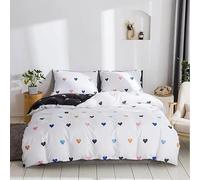 Colorful Love Heart Pattern Duvet Cover 260X220,Modern Aesthetics Art Heart Design Bedding Set,Black White Reversible Soft Microfiber Quilt Cover with Zipper Closure Super King