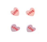 Colorful Love Heart Stud Earrings with Love Letters Earrings Candy Color Lovely Earrings Valentine's Day Jewelry, Resin, No Gemstone