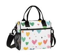 Colorful Love Hearts Reusable Male Lunch Bag with Shoulder Strap Lunch Box for High School for Kitchen Bolsa de lonchera para Mujer