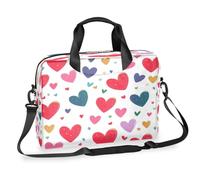 Colorful Love Hearts Valentine'S Day Theme Laptop Briefcase for Men Women, 15.7 Inch Business Computer Bag with Detachable Shoulder Strap, Laptop Case Bag Sleeve Messenger Briefcase