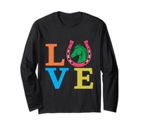 Colorful Love Horse Horseshoe Design Long Sleeve T-Shirt