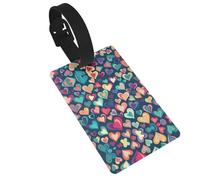 Colorful Love Picture Travel Airplane Luggage Tags, Privacy Protection Luggage Accessories, Women's and Kids Travel Backpack Luggage Tags,