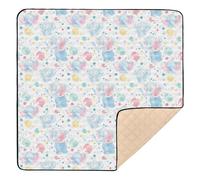 Colorful Lovely Elephant Cute Foldable Baby Activity Play Mat for Indoor Outdoor Water Resistant Activity Entertainment Mat for Babies Infants Toddlers, 50'' x 50''