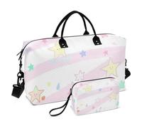 Colorful Lovely Stars Personal Item Travel Bag Weekender Overnight Bag Travel Tote Gym Bag with Toiletry Bag for Hiking 2 Pcs Set