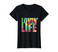 Colorful Lovin’ Life Value Graphic T-Shirt, Women, Black, L