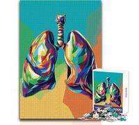 Colorful Lungs Pop Art Illustration 1000 Piece Jigsaw Puzzles for Adults Teenagers Creative Problem Solving Game Heartfelt Memorable Gift Idea Size 38x52cm