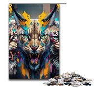 Colorful Lynx Collage Jigsaw Puzzles for Adults Piece Challenging Puzzles DIY Decoration Brain Challenge for Adult Family 1000 PCS(75x50cm)