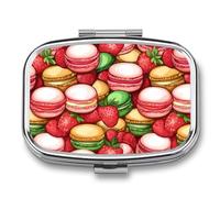 Colorful Macarons Cake and Various Fruits Pill Box 2 Compartment Pill Case Decorative Organizer Storage Boxes Holder Cute