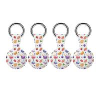 Colorful Macarons-Cake-Fruits Cute Keychain Holder Case Soft GPS Tracker Cover Silicone Shell Protective Compatible for AirTag