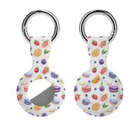 Colorful Macarons-Cake-Fruits Cute Keychain Holder Case Soft GPS Tracker Cover Silicone Shell Protective Compatible for AirTag