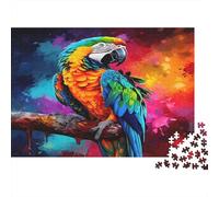 Colorful Macaw Bird 1000pcs Jigsaw Puzzle for Adults, Recycled Paper, Non-Reflective Surface, Colorful Macaw Parrot Art, Educational Family Fun, Improves Concentration & Problem-Solving 38x26cm/1000pc
