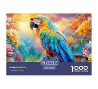 Colorful Macaw on Branch Amid Bright Flowers 1000-Piece Jigsaw Puzzle Parrot Educational Toy for Kids & Adults 70x50cm/1000pcs