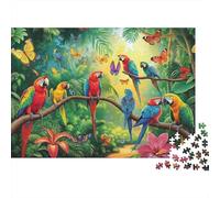 Colorful Macaws And Butterflies 1000 Tropical Parrot Flock Pieces Puzzle Premium Cardstock Men Development Beginners Seniors Stress Relief Mind Relaxation Challenging 52x38cm/1000pcs