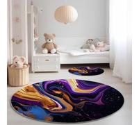 Colorful Machine Washable Round Area Rugs - Abstract Liquid MarblePattern Modern Anti Slip Circle Carpet for Living Room Bedroom Kitchen Baby Playroom, 60 cm