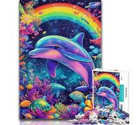 Colorful Magic Dolphin 1000 Piece Jigsaw Puzzle for Adults And Teenagers,for Educational Game Challenge Toy Unique Home Decor And Gifts 50x75cm