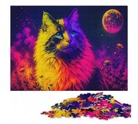Colorful Maine Coon Cat Wooden Jigsaw Puzzle 500 Pieces, Gift for Adults | A screen-free tabletop activity - a clear section-by-section approach over several sessions.