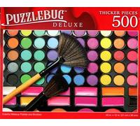 Colorful Makeup Palette and Brushes - 500 Pieces Deluxe Jigsaw Puzzle for Adults 16 +