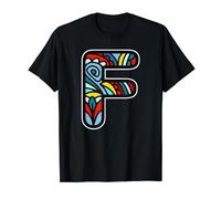Colorful Mandala Alphabet Capital Initial Letter F Monogram T-Shirt