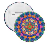 Colorful Mandala Badge Metal Round Pins, Lightweight Brooch for Backpack, Fashion Button Pins Badge for Shirts, Jackets, Shawl Coat, Unisex, 5PCS, Tinplate, metal round pins