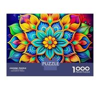 Colorful Mandala Flower Jigsaw Puzzle 1000 Piece Jigsaw Puzzle Paper for Adults Artistic Pattern Stress Relief 70x50cm/1000pcs