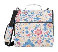 Colorful Mandala Flowers 3 Rings Office Binder Organizer With Handle And Removable Shoulder Strap Easy To Carry Document Organizer Bag Suitable For Middle School