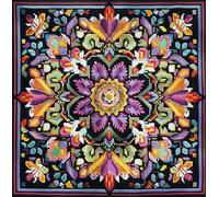 Colorful Mandala Flowers DIY 11CT Counted Cross Stitch Kits for Beginners Easy with Hoop Stamped Fabric Embroidery Needlecraft Art Wall Decor 48x48cm(1)